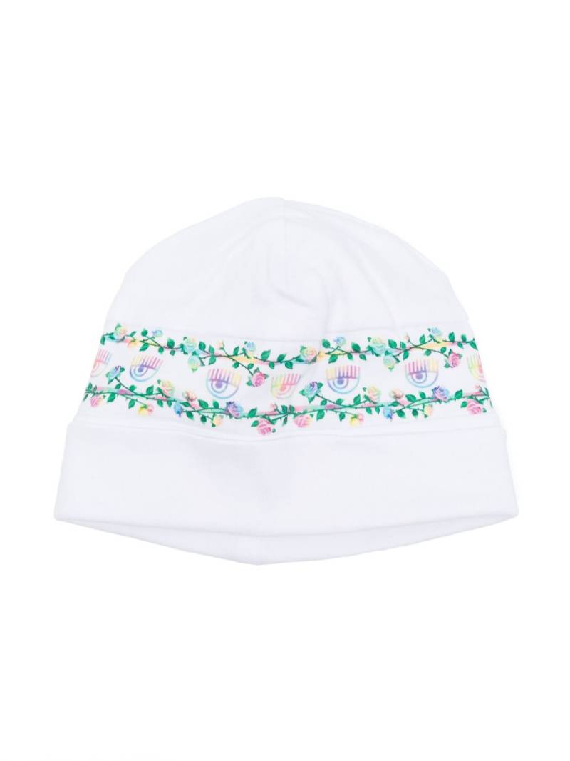 Chiara Ferragni Kids Eyelike-print beanie - White von Chiara Ferragni Kids