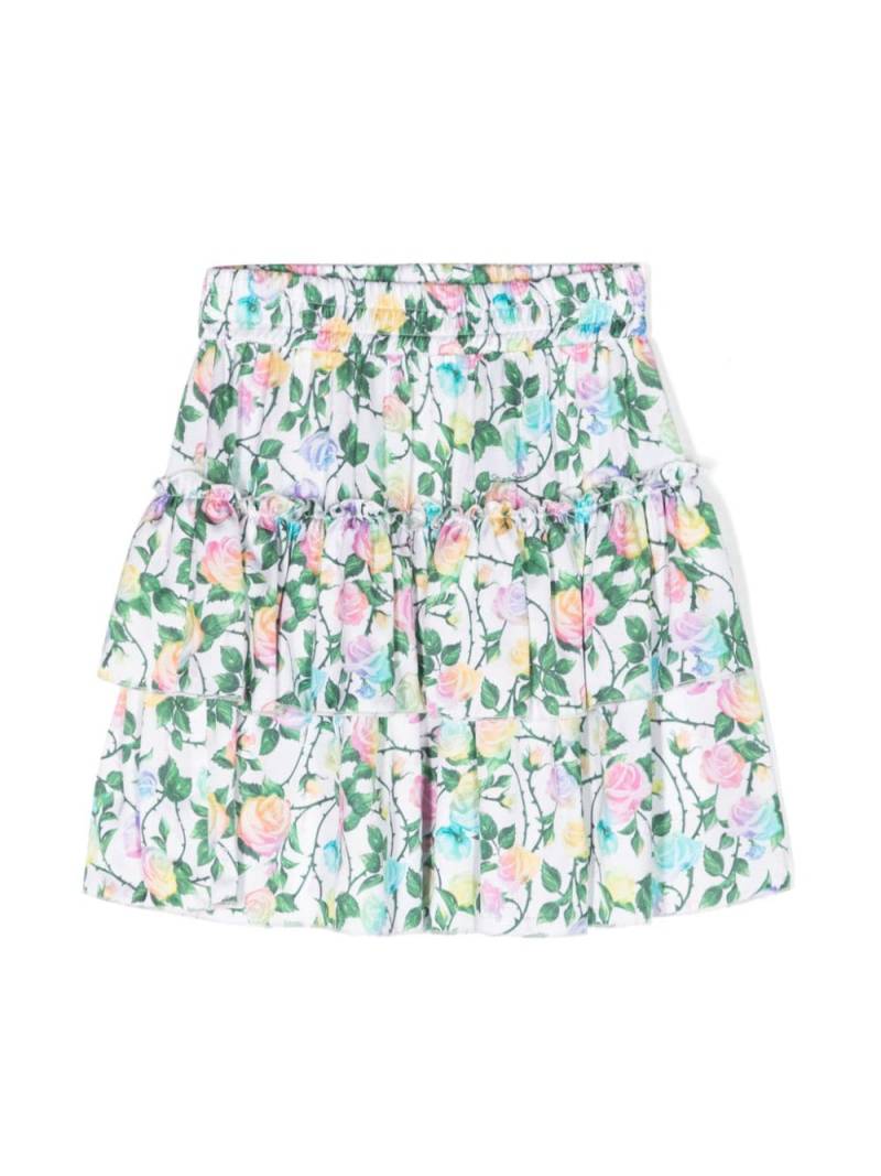 Chiara Ferragni Kids Garden Party tiered miniskirt - White von Chiara Ferragni Kids