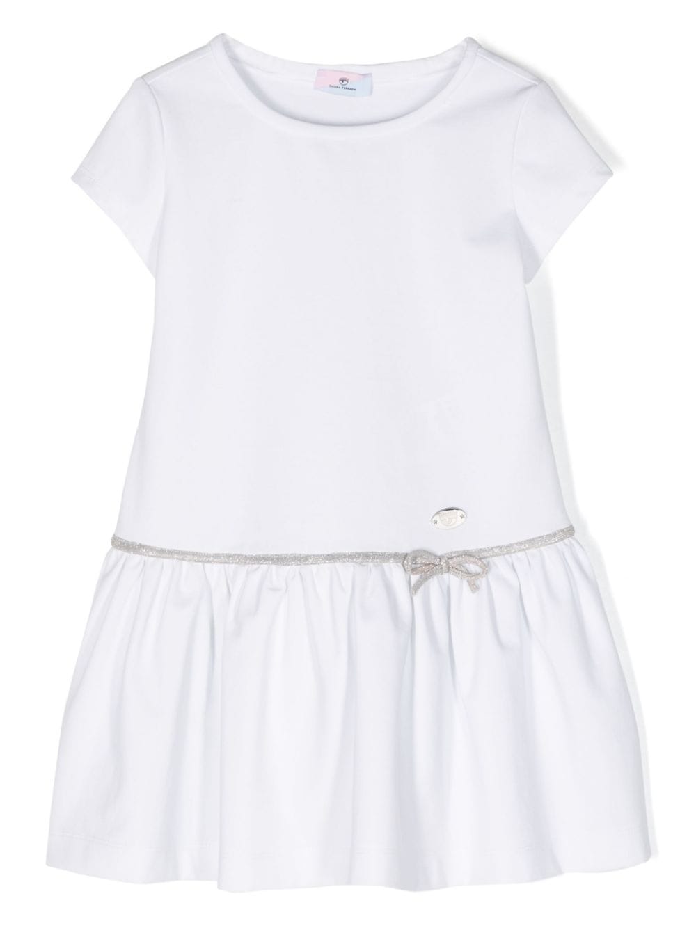 Chiara Ferragni Kids bow-detail logo-plaque flared dress - White von Chiara Ferragni Kids