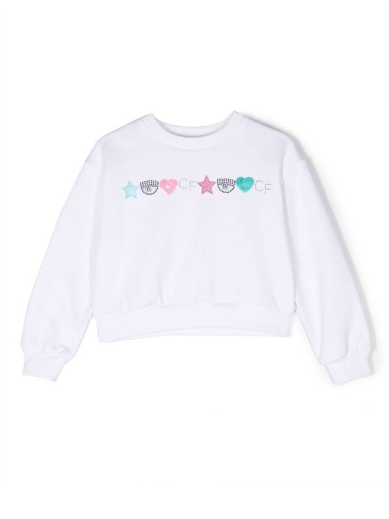 Chiara Ferragni Kids embellished crew-neck sweatshirt - White von Chiara Ferragni Kids