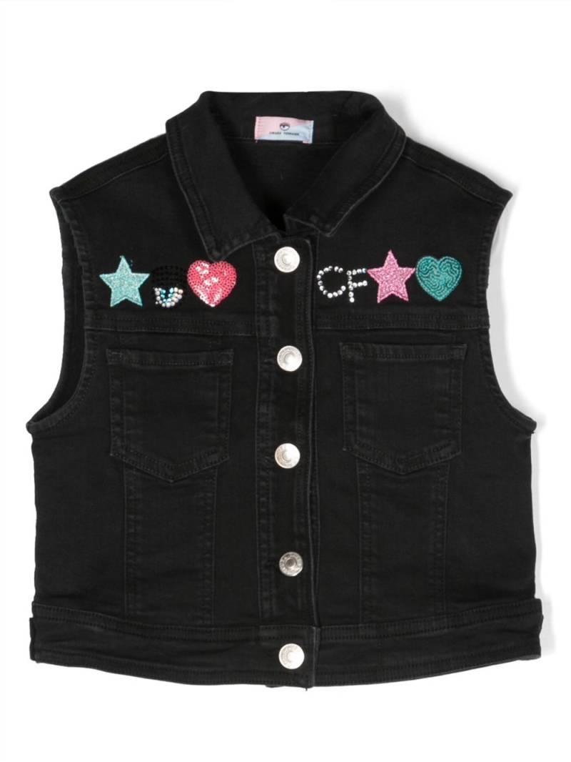 Chiara Ferragni Kids embellished denim vest - Black von Chiara Ferragni Kids