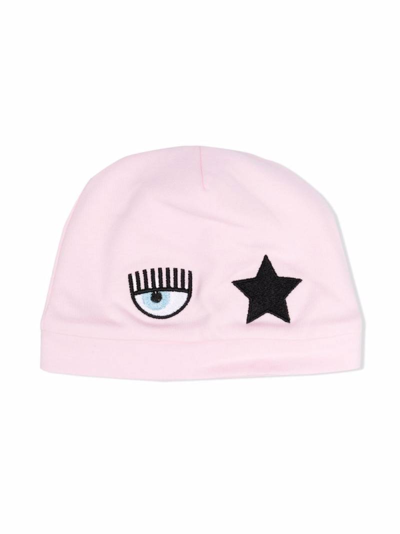 Chiara Ferragni Kids embroidered eye beanie - Pink von Chiara Ferragni Kids