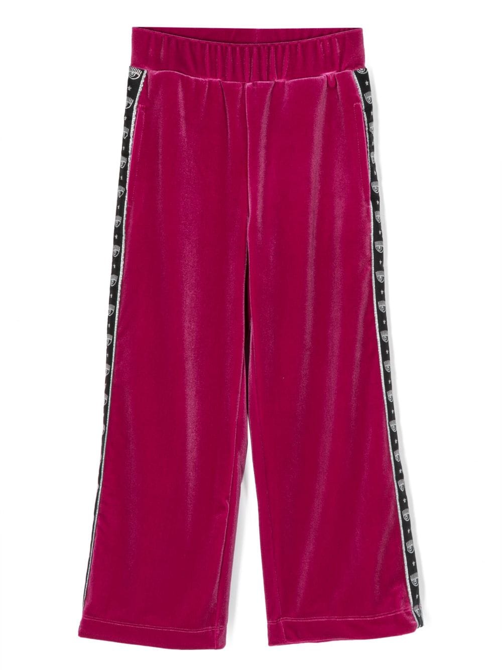 Chiara Ferragni Kids Eyelike-motif velvet trousers - Pink von Chiara Ferragni Kids