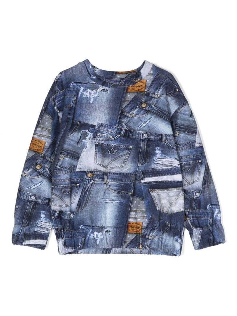 Chiara Ferragni Kids graphic-print denim jumper - Blue von Chiara Ferragni Kids