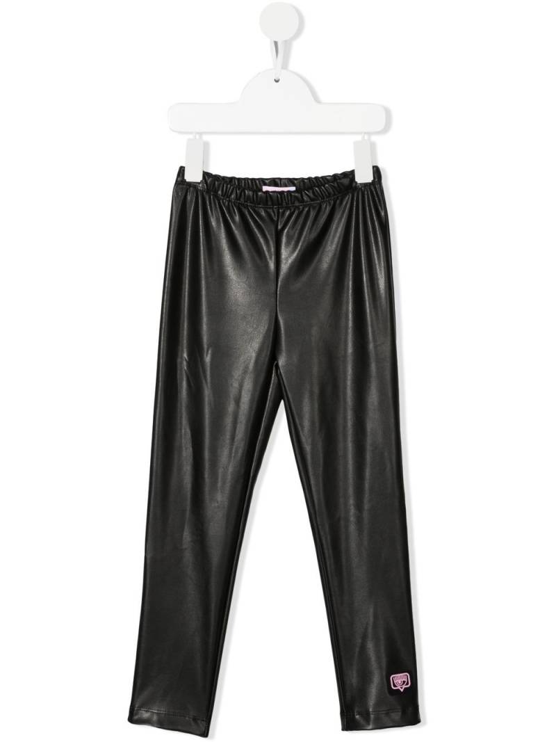 Chiara Ferragni Kids high-shine finish leggings - Black von Chiara Ferragni Kids