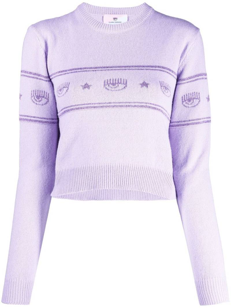 Chiara Ferragni intarsia-knit logo jumper - Purple von Chiara Ferragni