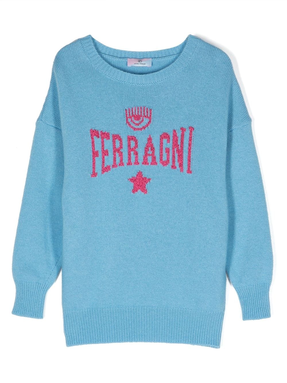 Chiara Ferragni Kids intarsia-logo sweatshirt - Blue von Chiara Ferragni Kids