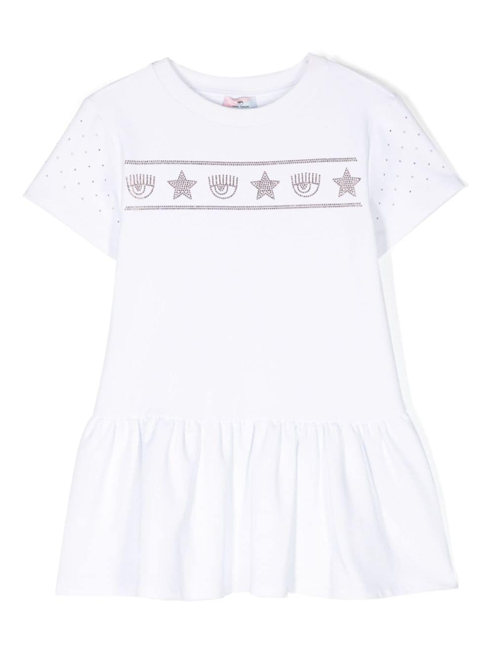 Chiara Ferragni Kids logo-embellished cotton dress - White von Chiara Ferragni Kids