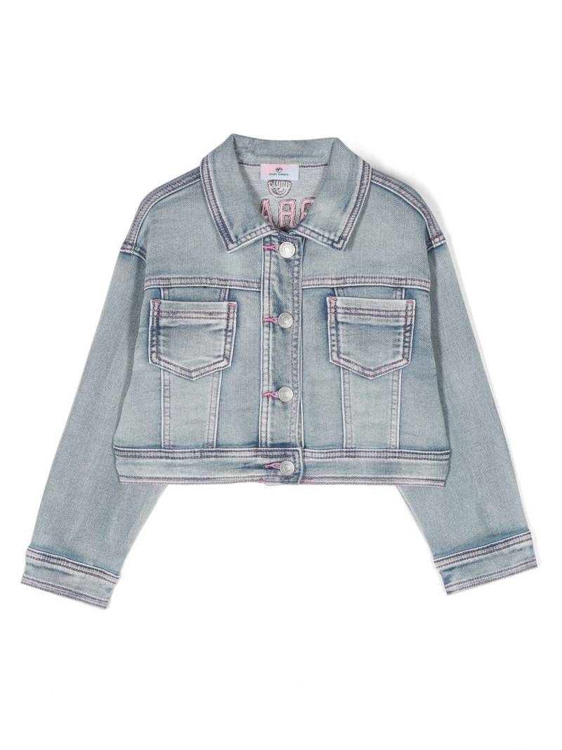 Chiara Ferragni Kids logo-embroidered denim jacket - Blue von Chiara Ferragni Kids