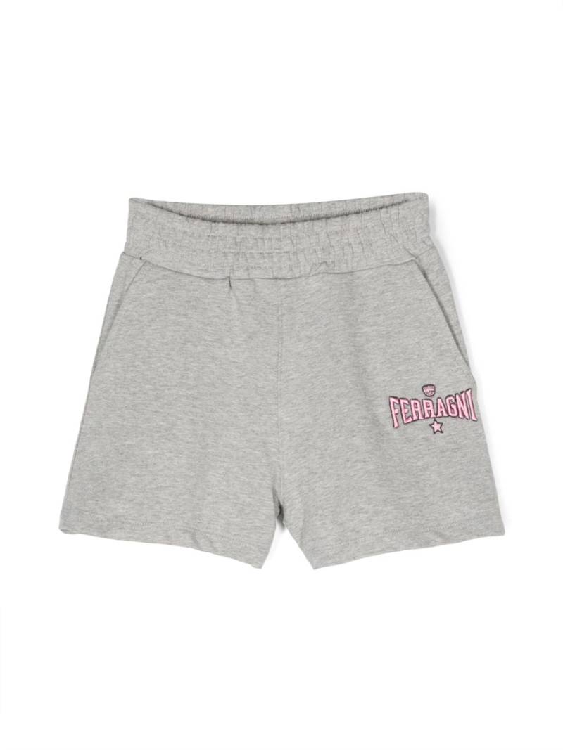 Chiara Ferragni Kids logo-embroidered stretch-cotton shorts - Grey von Chiara Ferragni Kids