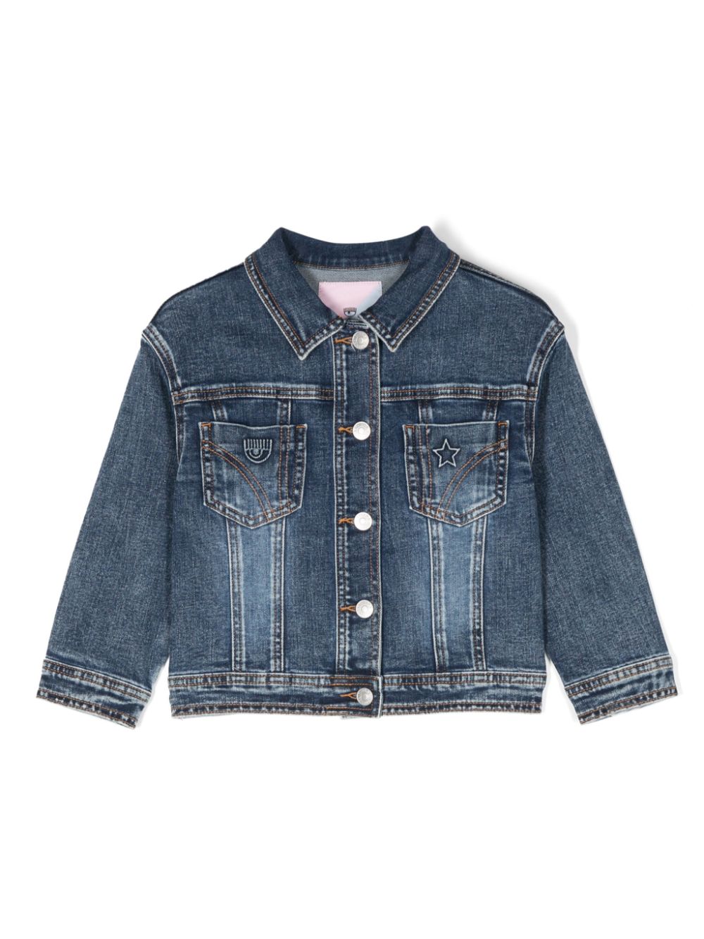 Chiara Ferragni Kids logo-patch dennim jacket - Blue von Chiara Ferragni Kids