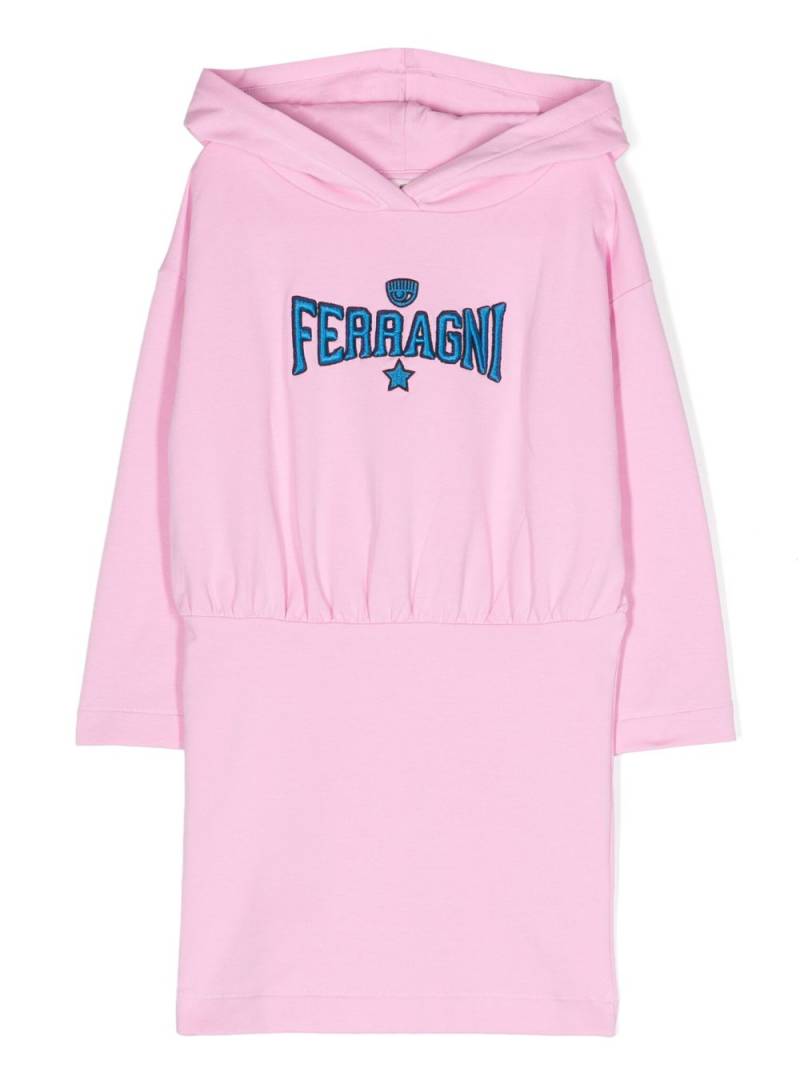 Chiara Ferragni Kids logo-patch hooded dress - Purple von Chiara Ferragni Kids