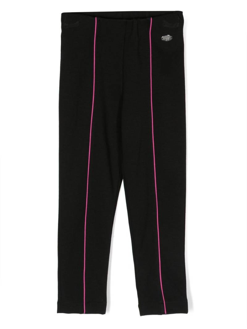 Chiara Ferragni Kids logo-plaque contrasting-trim leggings - Black von Chiara Ferragni Kids