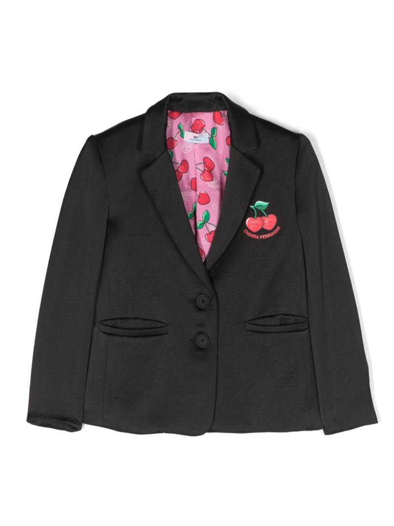 Chiara Ferragni Kids logo-print satin blazer - Black von Chiara Ferragni Kids