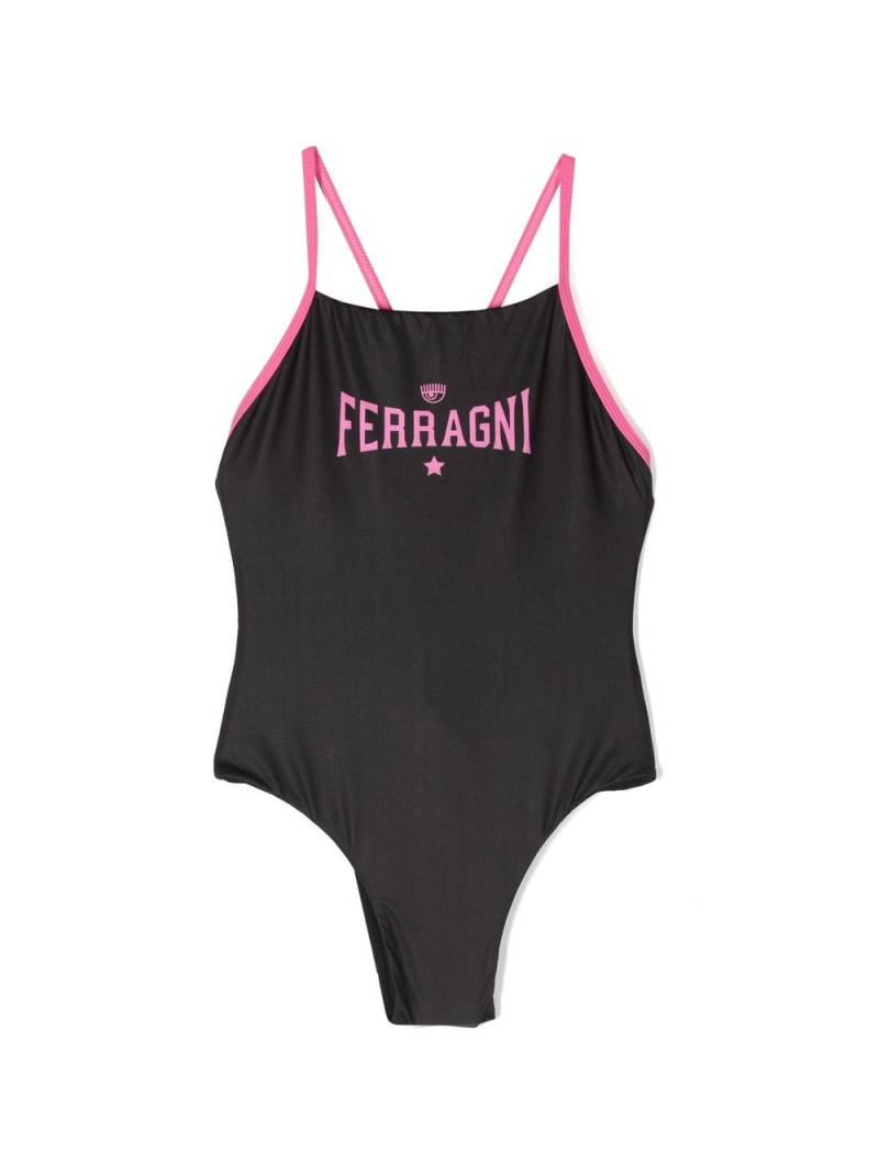 Chiara Ferragni Kids logo-print swimsuit - Black von Chiara Ferragni Kids