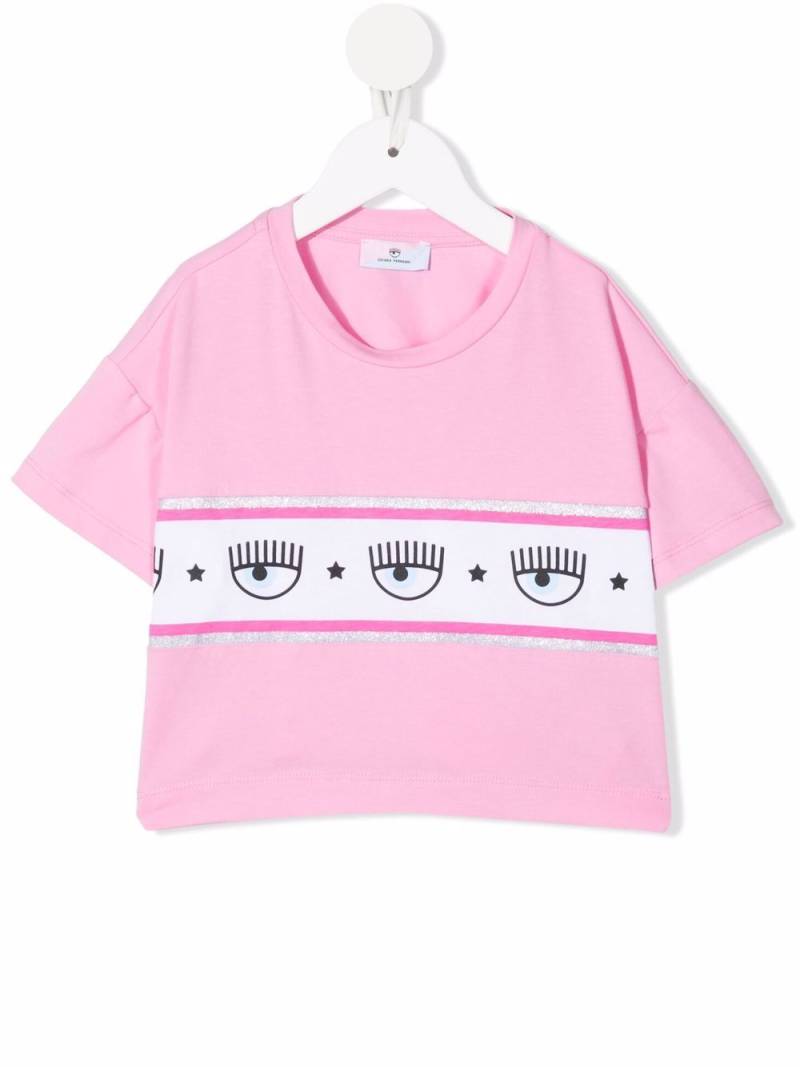 Chiara Ferragni Kids logo-stripe T-shirt - Pink von Chiara Ferragni Kids