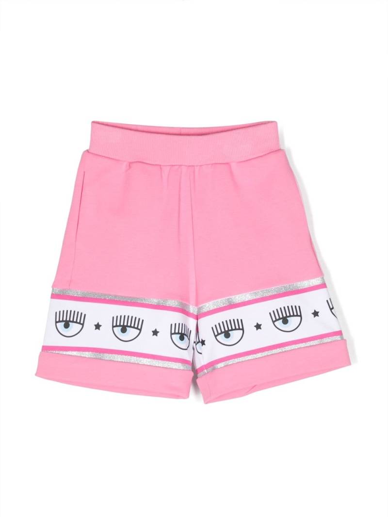 Chiara Ferragni Kids logo-tape track shorts - Pink von Chiara Ferragni Kids