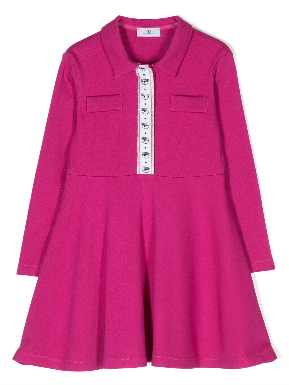 Chiara Ferragni Kids logo-trim long-sleeve dress - Purple von Chiara Ferragni Kids