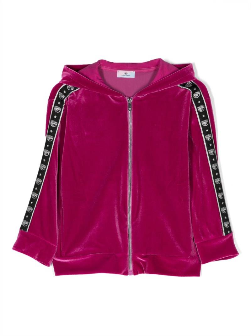 Chiara Ferragni Kids logo-trim zipped hoodie - Pink von Chiara Ferragni Kids