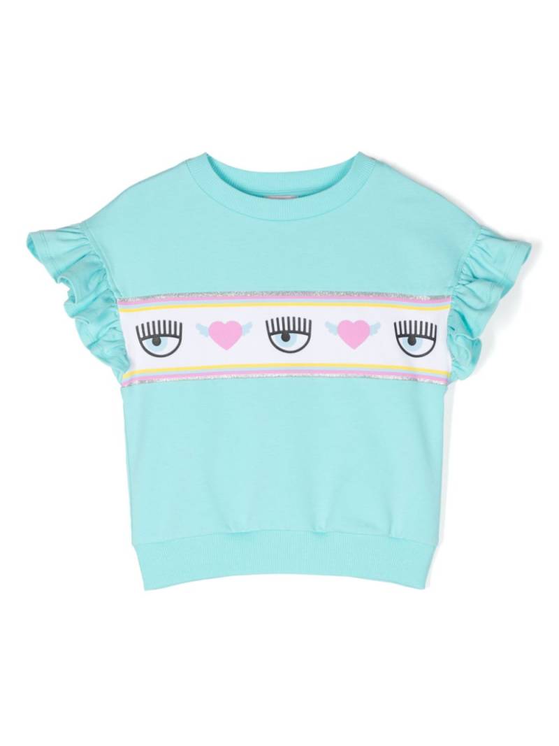 Chiara Ferragni Kids ruffle sleeveless T-shirt - Blue von Chiara Ferragni Kids