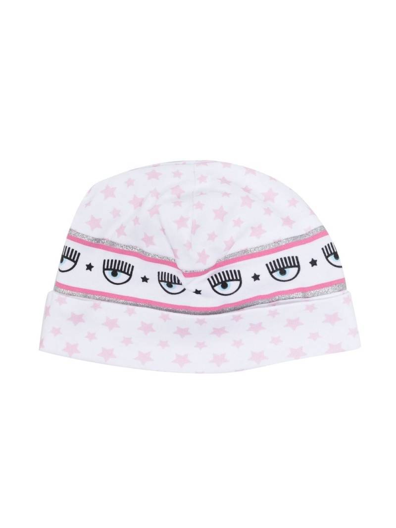 Chiara Ferragni Kids mix-print beanie hat - White von Chiara Ferragni Kids