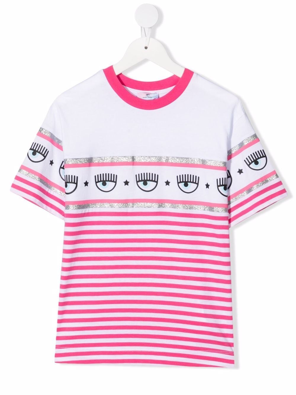 Chiara Ferragni Kids striped cotton T-shirt - White von Chiara Ferragni Kids