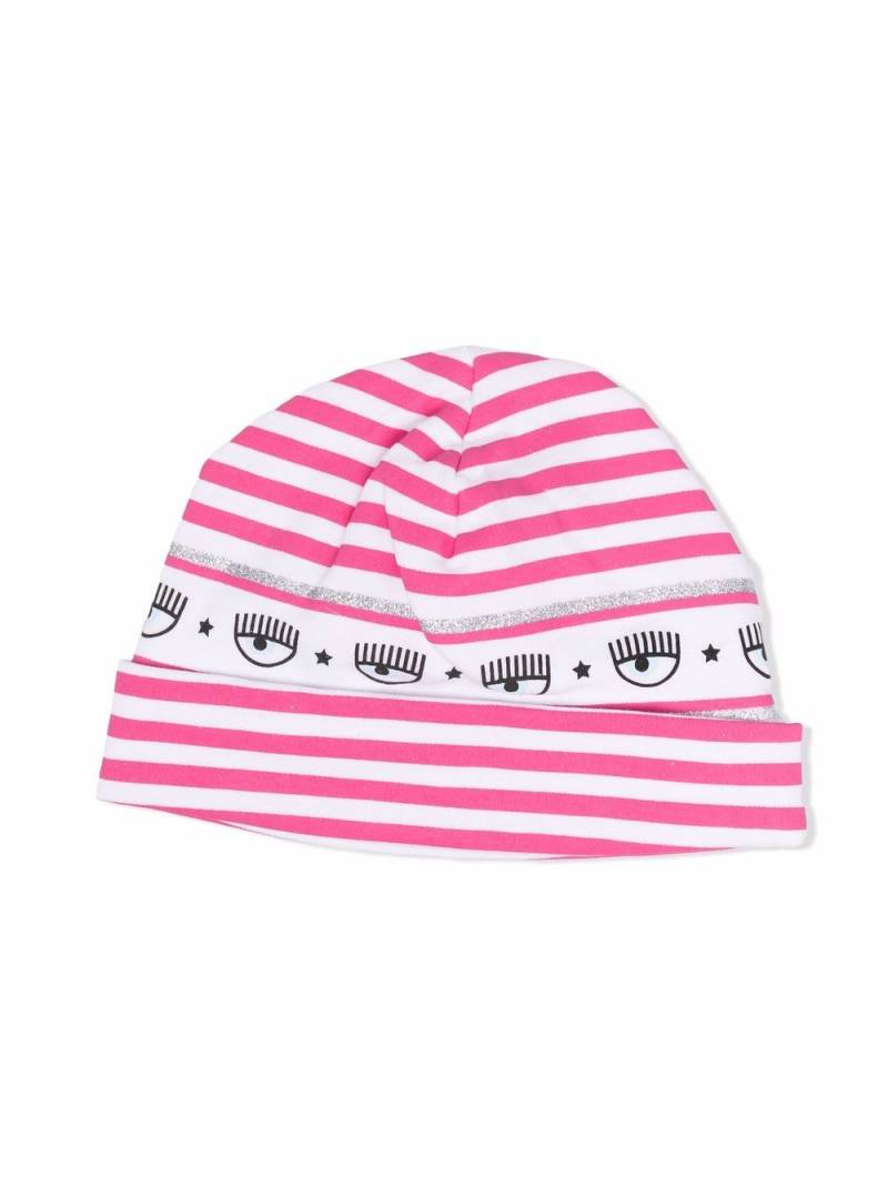 Chiara Ferragni Kids striped print beanie - Pink von Chiara Ferragni Kids