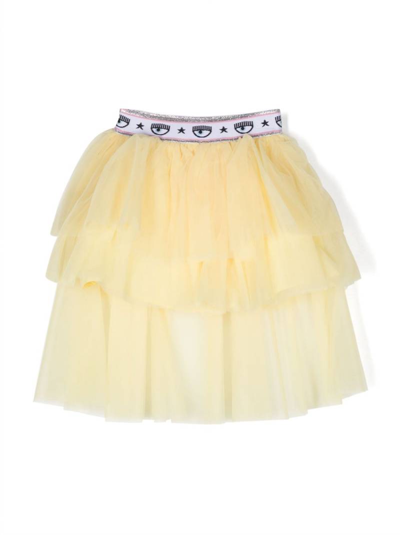 Chiara Ferragni Kids tiered tulle skirt - Yellow von Chiara Ferragni Kids