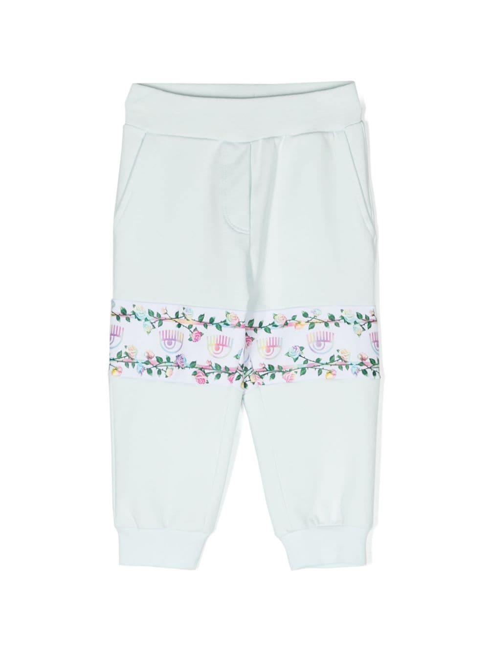 Chiara Ferragni Kids x Monnalisa Eyelike-print track pants - Blue von Chiara Ferragni Kids