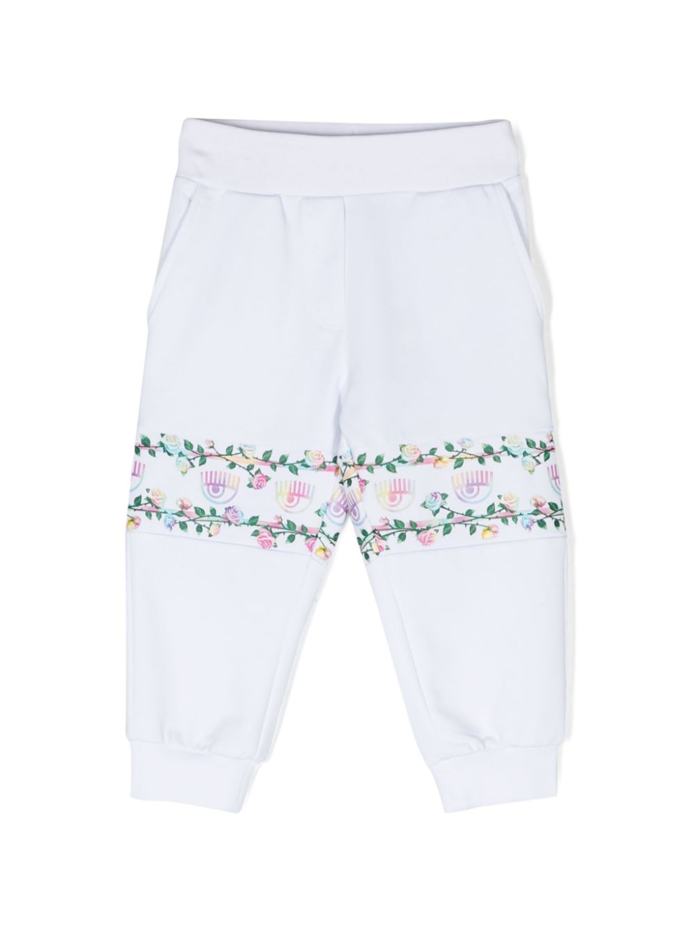 Chiara Ferragni Kids x Monnalisa Eyelike-print track pants - White von Chiara Ferragni Kids