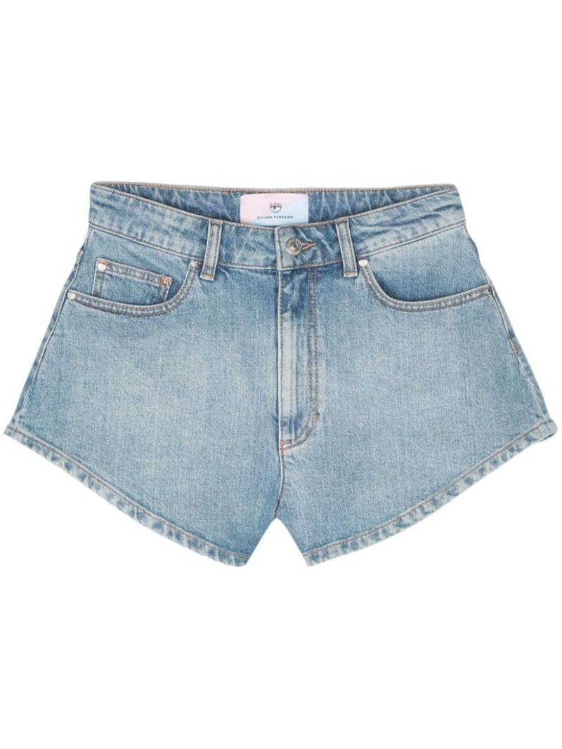 Chiara Ferragni Eyelike-motif denim shorts - Blue von Chiara Ferragni