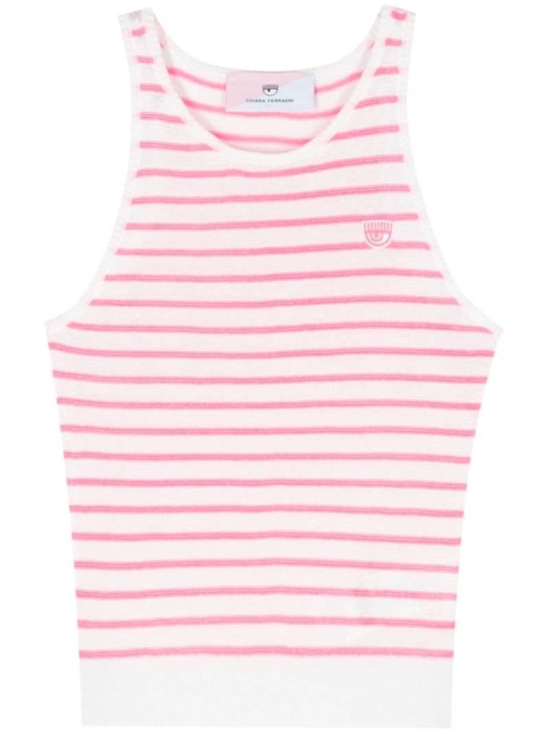 Chiara Ferragni Eyelike-patch striped sleeveless top - Pink von Chiara Ferragni