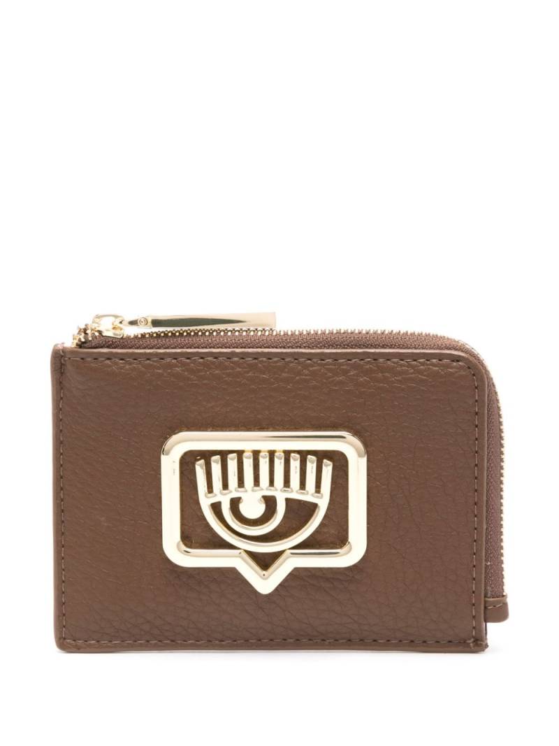 Chiara Ferragni Eyelike-plaque grained cardholder - Brown von Chiara Ferragni