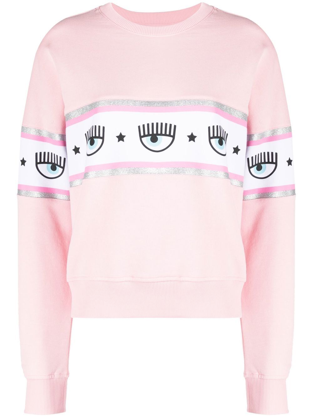 Chiara Ferragni Eyelike-print glitter-detail sweatshirt - Pink von Chiara Ferragni