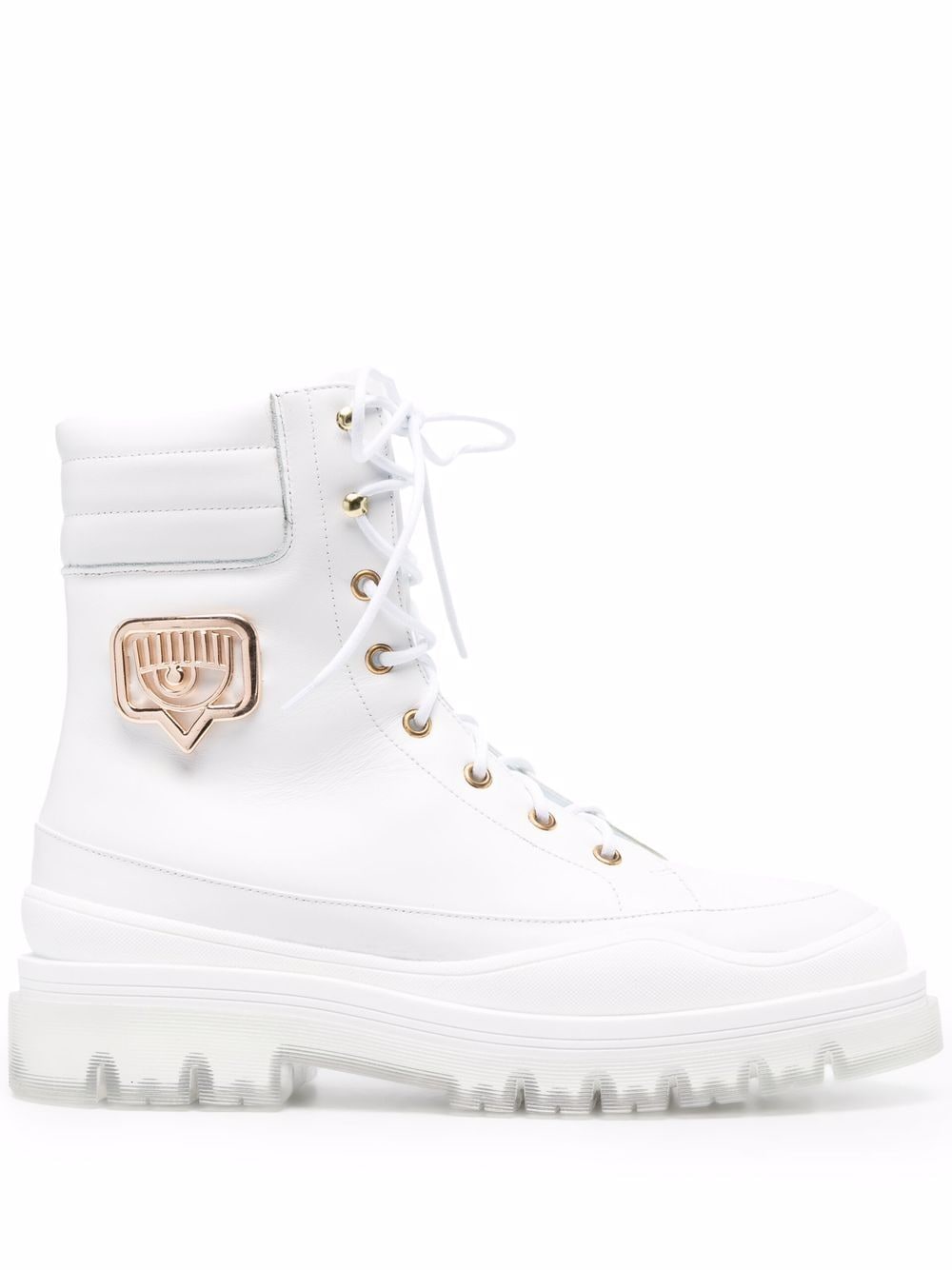 Chiara Ferragni Eyestar chunky leather ankle boots - White von Chiara Ferragni