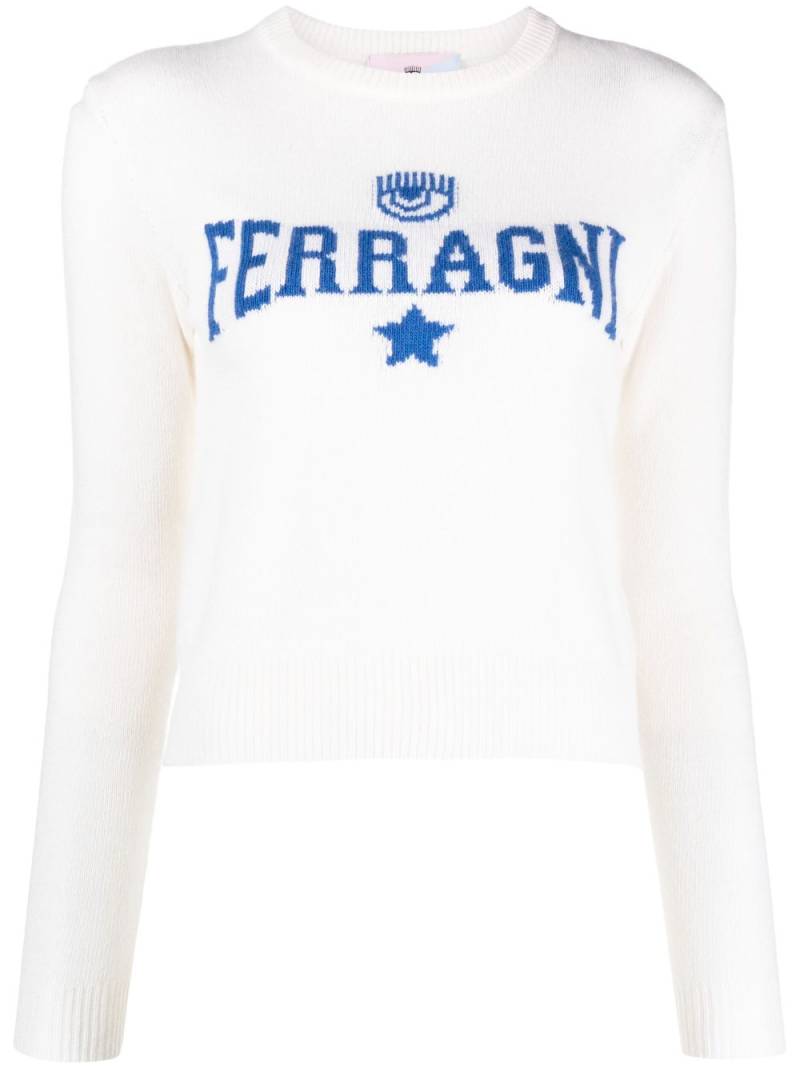 Chiara Ferragni Ferragni intarsia-knit jumper - White von Chiara Ferragni