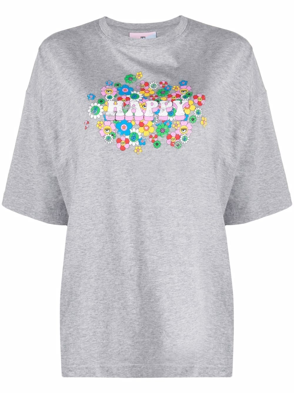 Chiara Ferragni 'Happy'-print T-shirt - Grey von Chiara Ferragni