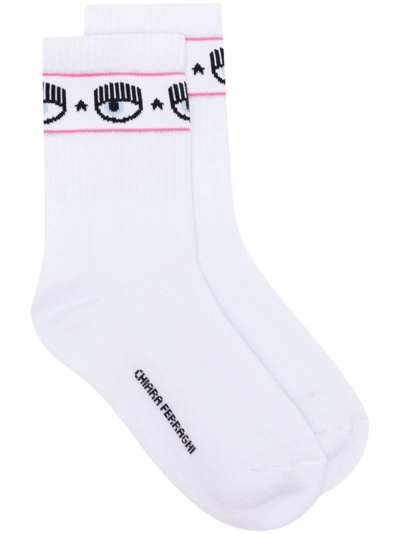 Chiara Ferragni Logomania ribbed socks - White von Chiara Ferragni