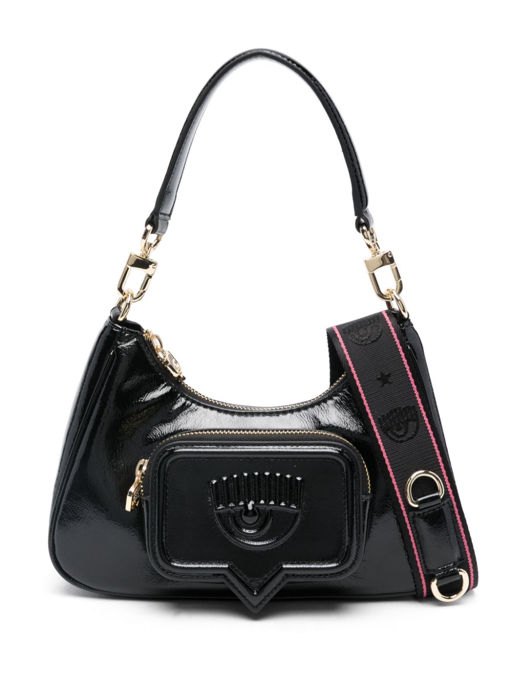 Chiara Ferragni Vicky Eyelike-embossed patent shoulder bag - Black von Chiara Ferragni