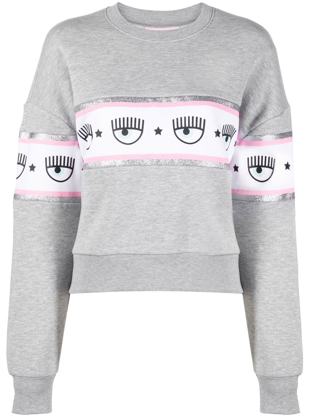 Chiara Ferragni eye-print cotton sweatshirt - Grey von Chiara Ferragni