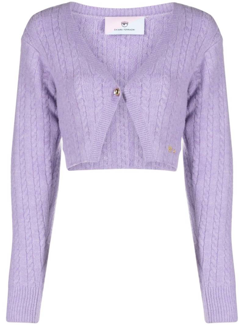 Chiara Ferragni logo-embroidered cropped cardigan - Purple von Chiara Ferragni