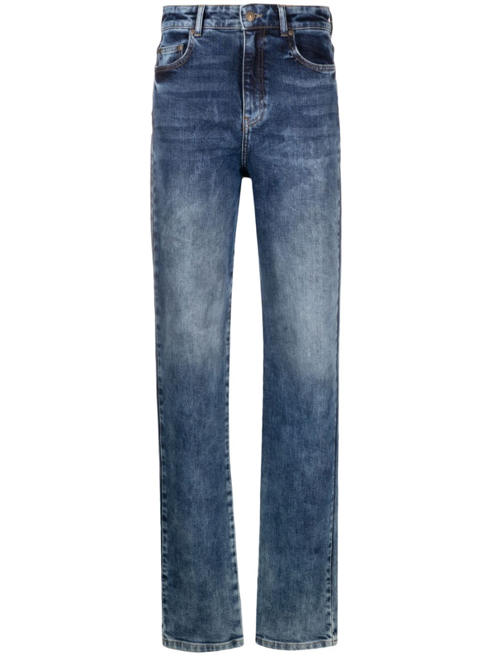 Chiara Ferragni logo-embroidered straight-leg jeans - Blue von Chiara Ferragni