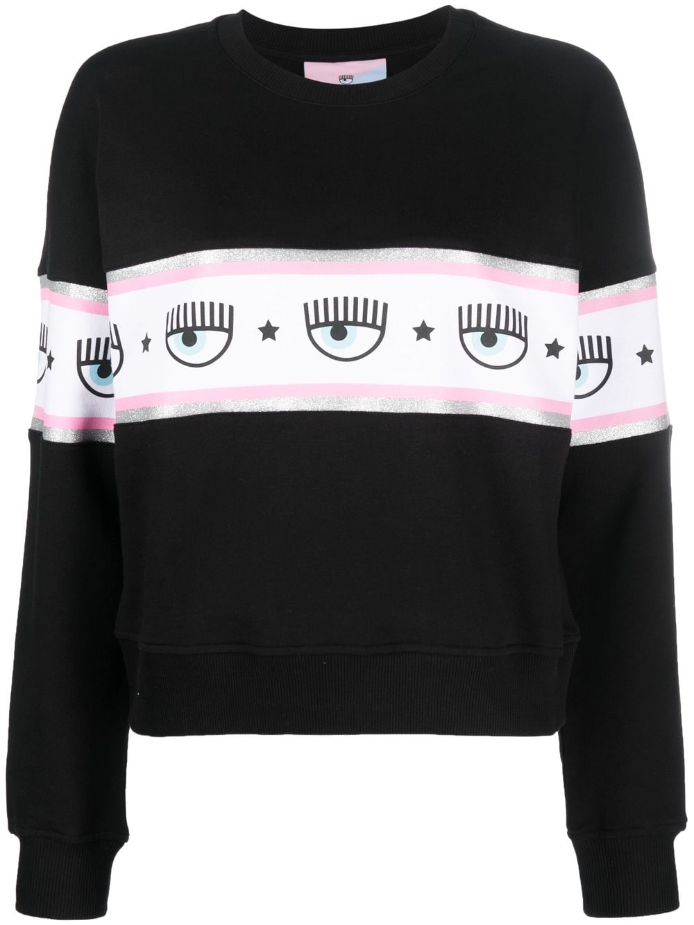 Chiara Ferragni logomania-stripe cotton sweatshirt - Black von Chiara Ferragni