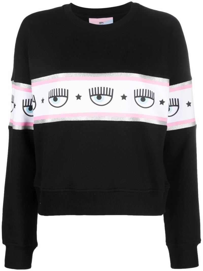 Chiara Ferragni logomania-stripe cotton sweatshirt - Black von Chiara Ferragni