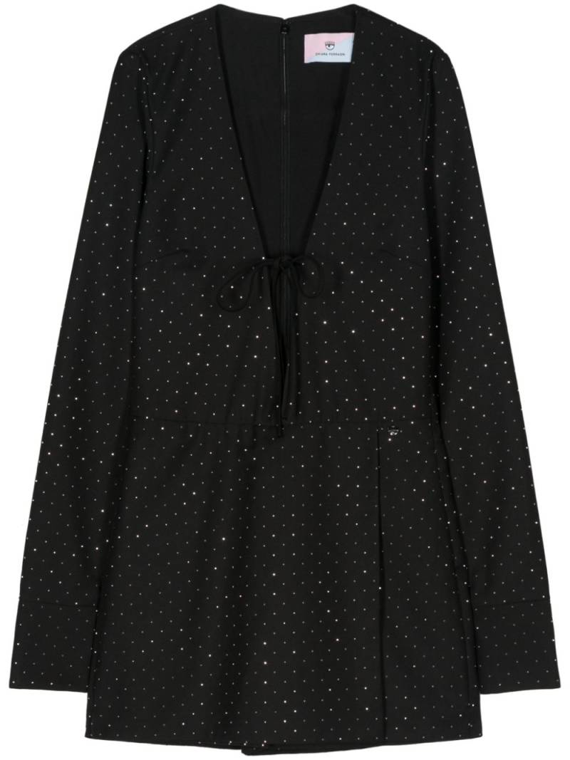 Chiara Ferragni rhinestone-embellished gabardine playsuit - Black von Chiara Ferragni