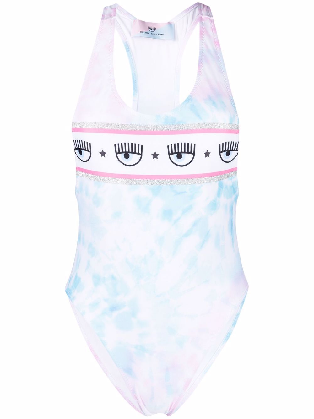 Chiara Ferragni tie-dye racer-back one-piece - Blue von Chiara Ferragni