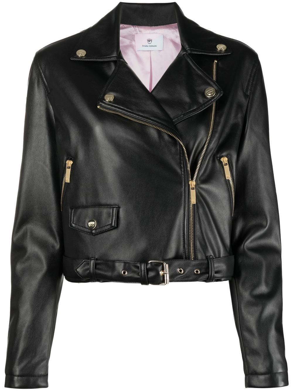 Chiara Ferragni zip-up faux leather biker jacket - Black von Chiara Ferragni