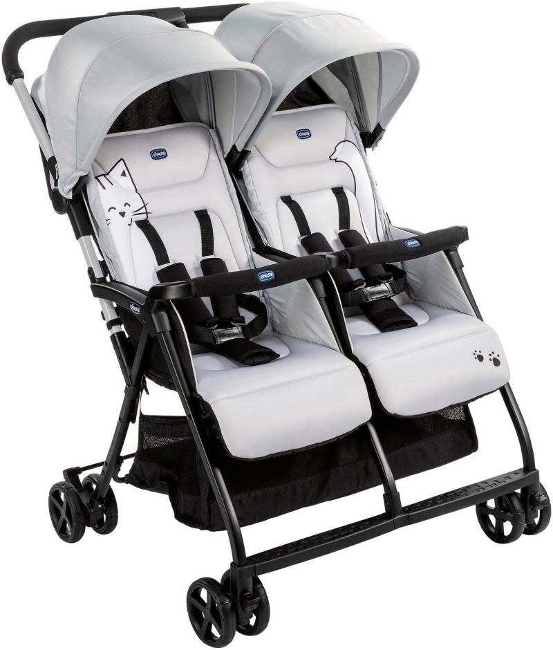 Chicco Zwillingsbuggy »OHlalà Twin, Silver Cat«, 15 kg, Zwillingskinderwagen von Chicco