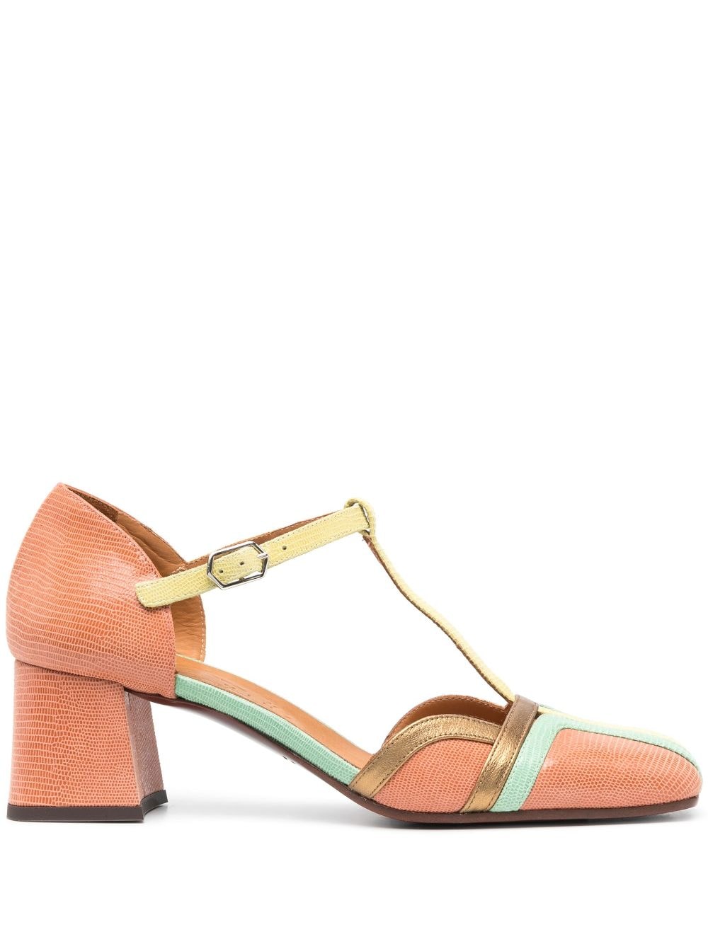 Chie Mihara 65mm colour-block panel detail pumps - Orange von Chie Mihara