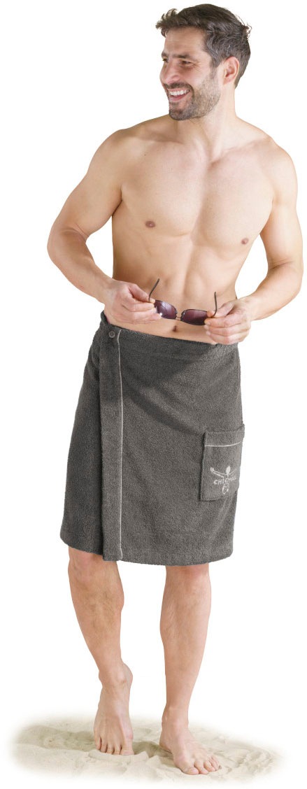 Chiemsee Kilt »Chiemsee Herren Saunakilt Venice, ideal für Sauna & Spa«, (1 St.), Logostickerei auf der Tasche von Chiemsee